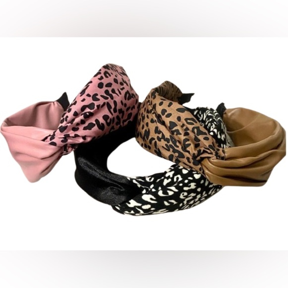 Leopard Print Headband - Choice of Pink, Brown, Black